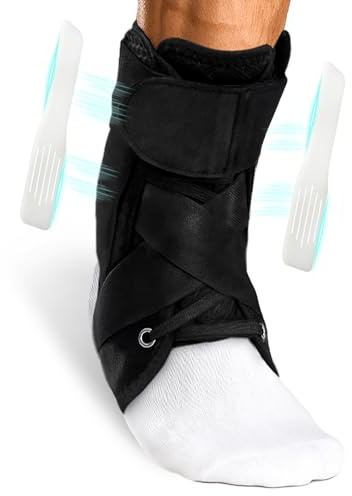 ZAHRVIA Tutore Caviglia Regolabile con Stabilizzatore Rimovibile, Cavigliera Sportiva per Distorsioni e Sport (S)