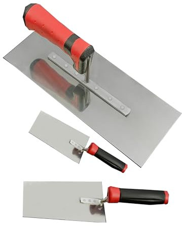 Edelstahl-Glättekellen-Set, Aschelöffel-Set, Zahnspachtel, for Dünnbettmörtel oder zementbasierte Klebstoffe(Plastering trowel set)