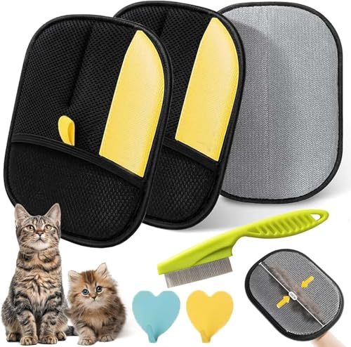 Himank Guante de depilación de mascotas, guantes de eliminación estática para pelo de mascotas, reutilizable, electrostático de doble cara, removedor de pelo de mascotas para sofá, muebles, alfombras