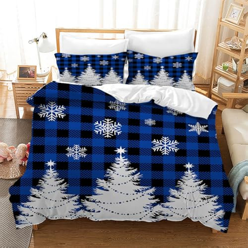 CHCHNXY Bettwäsche 135x200,Blaue Schneeflocken Flauschige Weich Microfaser Bettbezug Mit Reißverschluss,Für Kinder Jungen Mädchen Junge Bettwäsche-Sets(1*Kissenbezug 80x80cm