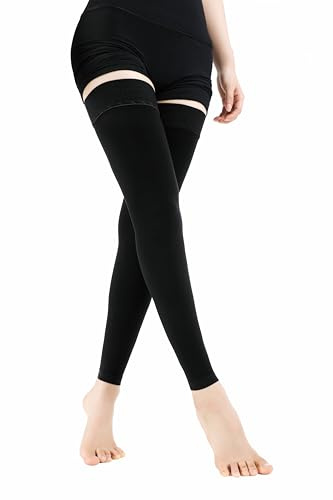 Medizinisch Kompressionsstrümpfe,Stützstrümpfe mit 20-30 mmHg,Medizinische Trombosestruempfe,Kompressionsstrumpfhose mit Silikonband,für Krampfadern,Ödeme,nach der Operation(Schwarz, L)