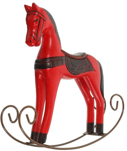 Mobestech Ornamento a Forma di Cavallo in Legno Dipinto, Decorazione Natalizia Nordica, Statuetta da Tavolo Stabile per Arredamento Casa e Scrivania, Piccolo Soprammobile Colorato
