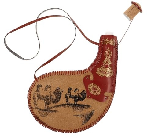 HAPINARY Leder Wasserbeutel Bota Trinkflasche Auslaufsicher Verschleißfest Für Outdoor Camping Wandern Angeln