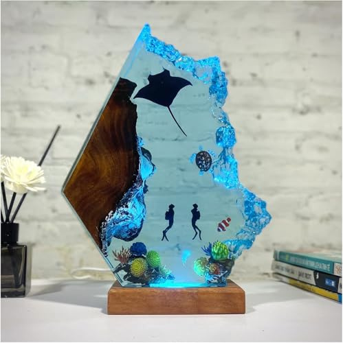 Epoxidharz Nachttischlampe, Handgemachte Ocean Diver Lichter Schreibtisch Kunst Ornamente Für Büro Schlafzimmer Weihnachten Ostern Geburtstagsgeschenk, 6 * 4in