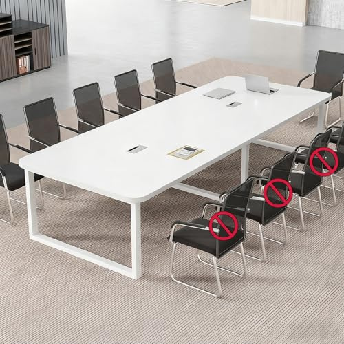 Ampio tavolo da conferenza con struttura in metallo e piano spesso, moderno tavolo riunioni ufficio, con sistema di gestione dei cavi, per ufficio, sala riunioni e sala formazione (da 4 a 18 persone)