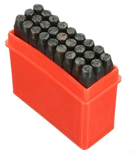 Juego de 36 perforadoras de metal con números y letras con sellos de acero para marcar el alfabeto de 2 a 8 mm para manualidades de metal, cuero y madera en caja de almacenamiento de plástico (3 mm)