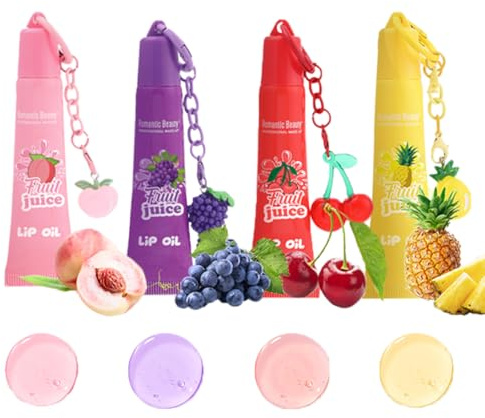 Sitovely Fuktgivande läppolja stoppande läppglans olja, 4 stycken fruktig smak transparent läppbalsam, hydrating läppolja närande läppglans, reparerande ljus läpp linje