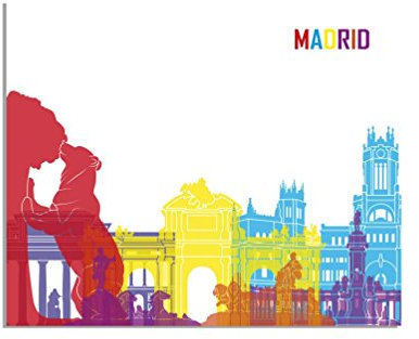 deinebilder24 Impresión XXL – 80 x 120 cm – Madrid Skyline Pop Ilustración
