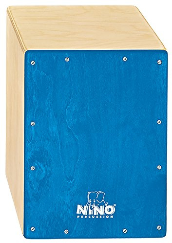 Nino Percussion Cajon Trommelkiste, Blau (NINO950B) | Musikinstrument für Kinder ab 4 Jahren, 24,7 x 33 x 24 cm, Schlagfläche Baltische Birke
