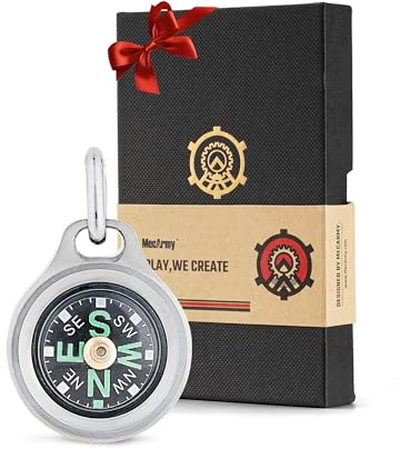 MecArmy CMP/CMP2 Mini Compass- Meaningful Valentine Birthday Gifts for Men Women, EDC Titanium/Brass/Copper Pocket Compass for Hiking SurvivaI, IPX5 Waterproof, Glow in The Dark, Necklace Pendant