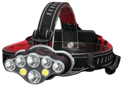 HugeAuto Linterna Frontal LED, Linterna Frontal 350000LM, Recargable, Impermeable con 8 LED, 8 Modos de Iluminación