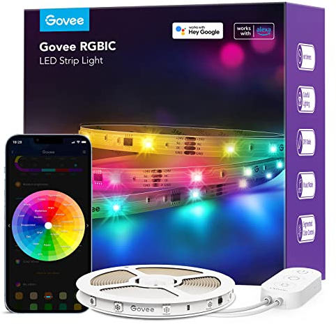Govee RGBIC Alexa LED Strip Light 32.8ft, Smart WiFi LED Lights Work with Alexa and Google Assistant, Segmented DIY, Music Sync, Color Changing LED Strip Lights for Room, Kitchen, Desk, Holiday