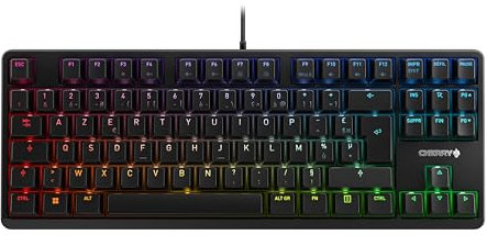 CHERRY G80-3000N RGB TKL, Kabelgebundene Gaming-Tastatur Ohne Nummernblock, Französisches Layout (AZERTY), RGB-Beleuchtung, MX SILENT RED Switches, Schwarz