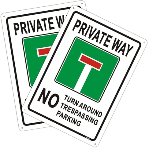 2 cartelli stradali privati, senza passaggio, in alluminio, per strada privata, 25 x 35 cm