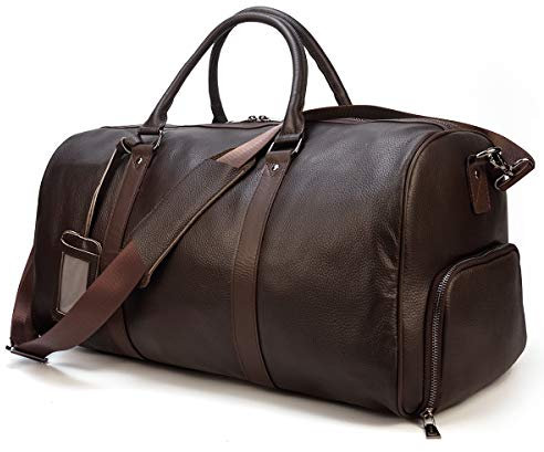 Reisetaschen Herren echt Leder Weekender Tasche Großen Kapazität Reisetasche Unisex Vintage Handgepäck Bag, Braun