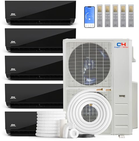 Cooper & Hunter 36,000 BTU 230V 4-Zone Ductless Mini Split Air Conditioner & Heat Pump – 9K+9K+9K+9K Black Wall Mounts Midnight Edition – 24 SEER2 Inverter – Includes 25FT Installation Kits