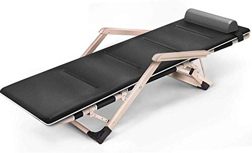 Sun Lounger Garden Chairs Folding Bed Single, Office Lunch Break Recliner Hospital Accompanying Adult Sofa Bed Outdoor Camping Portable Bed Gray (Color, No pad),with Pad