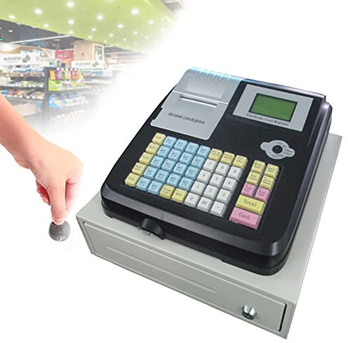 Elektronisches POS -System für kommerzielle Registrierkasse mit 48 Schlüssel, 8 digitale LED -Registrierkasse mit abnehmbarem Cash -Tablett, Multifunktions -Registrierkasse für Kleinunternehmen,Black