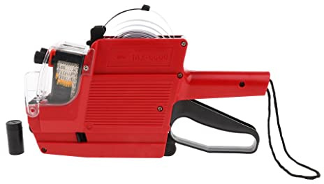 Harilla 6600 10 2 Zeiliger Preisschild Etikettierer, 6 Arten von Währungen, übersichtlich, Einfach zu Bedienen, rot