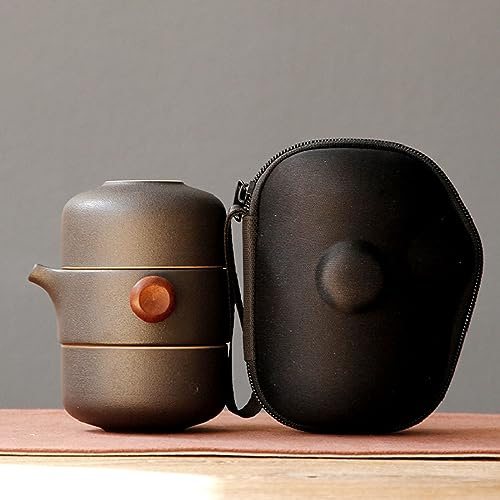 JTBDWOSK Tazón Cubierto de Tetera de cerámica Copa de Japón Juego de té de agencia de Viajes portátil Manual,B
