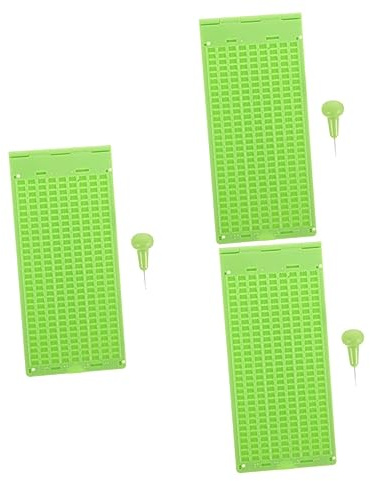 DOITOOL 3sets Tavoletta Braille Plastica Con Punteruolo Kit Per Scrittura Braille Per Non Vedenti Linee e Celle Strumento Didattico Facile Da Usare Per Apprendimento e Studio