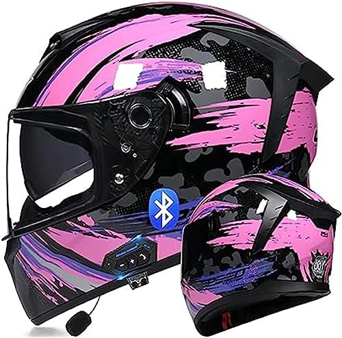 Casque Bluetooth De Moto Modulaire Intégral Intégré Rabattable À Double Visière Avec Pare-Soleil Approuvé DOT/ECE Crash Pour Hommes Et Femmes D,S=55-56cm