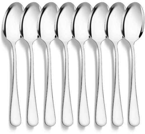 CoKeeSun Teaspoons Set of 8, 14cm Tea Spoons Stainless Steel, Food Grade Spoons Cutlery, Mirror Polished Dessert Spoons Set, Coffee Spoon, Small Spoon Set for Home Kitchen Restaurant, Dishwasher Safe
