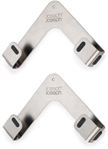 Joseph Joseph Space Set di 2 supporti autoadesivi per coperchi di pentole e padelle, montaggio a parete, adatto a coperchi fino a 28 cm, nastro 3M VHB e viti incluse, acciaio inossidabile