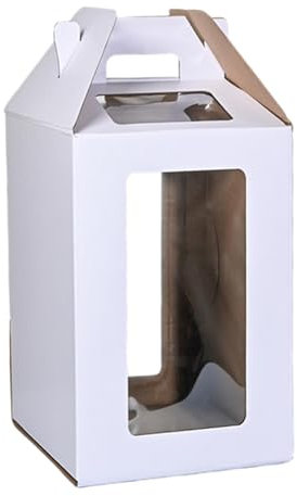 Scatola alta per torte con manico, contenitore per il trasporto per matrimoni, feste di laurea, scatola portaoggetti per torte a più livelli, bianco, 30 cm x 30 cm x 35 cm