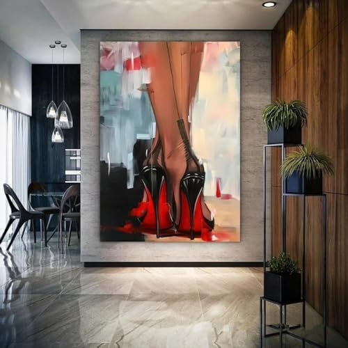 Mode Sexy Rote High Heels Schuhe Frau Beine Kunst Poster Leinwand Malerei Moderne Wanddruck Bild Wohnzimmer Dekor Cuadros 70x100cm (28x39in) Rahmenlos