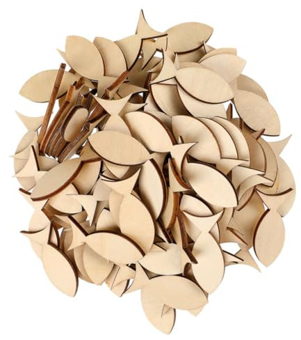 KONTONTY 50stücke Holzausschnitte in Fischform Unvollendet Und Blank Für Diy-bastelprojekte Mit Glatten Kanten Zum Bemalen Und Dekorieren Für Innenräume