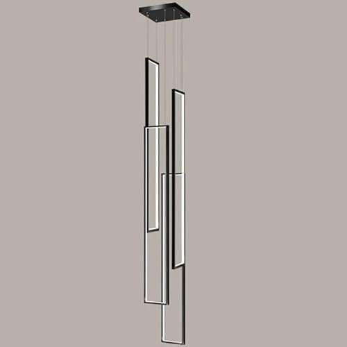 Sedtonmu Kronleuchter Modern LED Geometrie Treppenhaus Pendelleuchte Lampe Aluminium Hängelampe Dimmbar Wohnzimmer Xuanguan Schlafzimmer Esszimmer Hängeleuchte Mit Fernbedienung,4heads,60cm