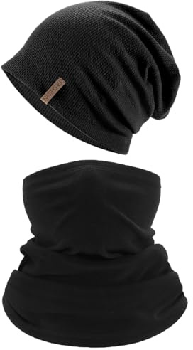 MOAZIFI Mütze Damen Herren Mit Schlauchschal, Dünne Mütze Damen, Dünne Mütze Herren, Beanie Herren, Baumwollmütze Damen, Beanie Mütze Damen, Für Laufen Skifahren Radfahren Snowboarden Motorradfahren