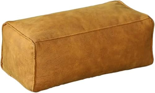 Luxuriöser Sitzsack aus Leder, Wildleder, Ottomane, Fußhocker, Bodenkissen für Wohnzimmer und Schlafzimmer, Dekoration, Gelb, 66 x 30,5 x 22,9 cm