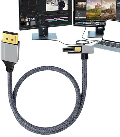Pzuryhg Cable Displayport 4K, Cable Display Port, Cable DP, Cable De Video HD 4K 60Hz Recto A Codo, Cable De Conexión Para Monitor De Tarjeta Gráfica De Computadora, Cable HD Para TV, Cable HD