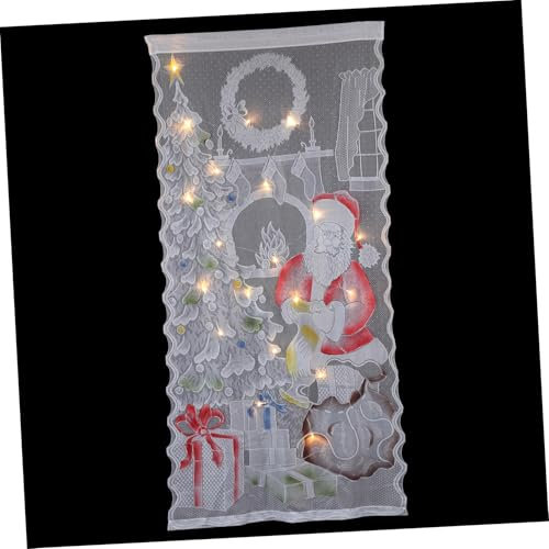 Garneck Led Weihnachtsvorhang Mit Leuchtender Spitze Halbtransparent Batteriebetriebene Led-Lichterkette Festliche Scheibengardine Für Wohnzimmer Und Küche Langlebige Weihnachtsdeko