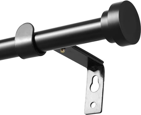 Gardinenstange Schwarz,Verstellbare Gardinenstange 67-107cm mit Edelstahlbeschlägen, Geeignet für Innendekoration, Aufhängen von Gardinenartikeln