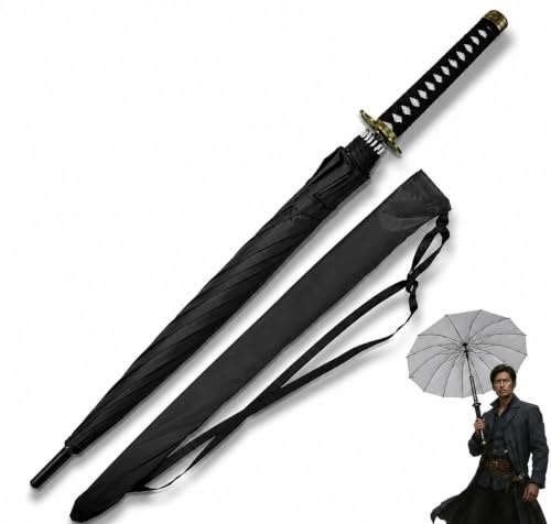 Swords and more Parapluie One Piece 16 K Premium Version Grand Katana Samouraï Épée Parapluie Anti-tempête avec manche long, 100 cm