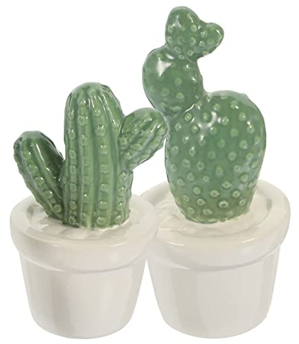 CLISPEED Statuina Cactus in Porcellana 2 Pezzi Verde Dipinta a Mano