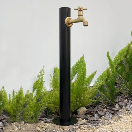 Renmlion Colonna d'Acqua cilindrica Verticale da Giardino, Rubinetto da Esterno in Acciaio Inox Montato a Pavimento, Fontana d'Acqua Indipendente con Rubinetto e Pistola a spruzzo