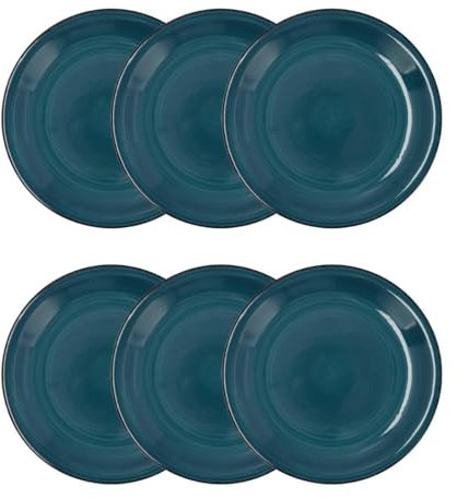 Quid Vita Aqua Set 6 Platos Llanos Ceramicos Apto Microondas Apto Congelador Apilable