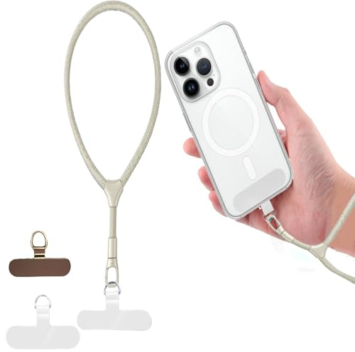 Phone Lanyard Strap for Wrist, Universal Mobile Phone Tether Tab for Case | Soft Nylon Rope with 360° Rotating Hook, Compatible with Most Smartphones, with 2 Patches