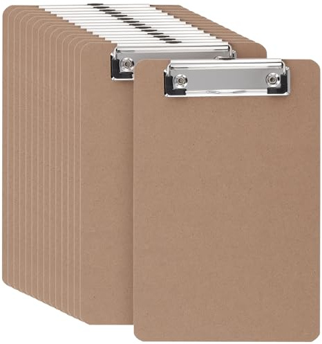 SYUTBOU 15 Stück A5 Klemmbrett aus Holzfaserplatte, 148 x 225 x 2.7mm Braun Clipboard, Klemmbretter für Büro, Konferenz