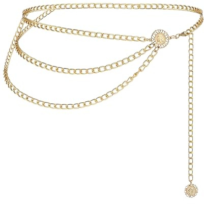 SEESUNO Gold Waist Belt, Belly Chain Women Adjustable, Suitable for Various Decorative Styles On Skirts and Pants