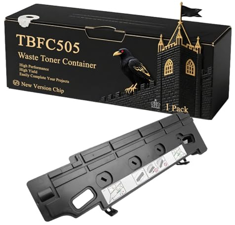 TBFC505 Waste Toner Container Compatible for Toshiba e-Studio 2555CSE 4505AC 5055CSE 3005AC 4515AC 3505AC 4555CSE Printers, With Chip, 220000 Pages, Vibrant Colours (1 Pack Black)