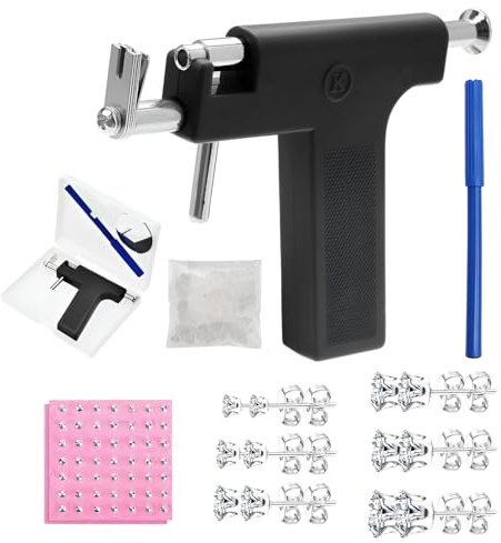 GZGXKJ Pistola per Orecchini Kit Pistola Piercing Orecchio con 98 Orecchini Pistolas + 6 Orecchinis + 20 Compresse di Pulizia Pistolas per Buchi Alle Orecchie Adatto a Ragazzi e Ragazze