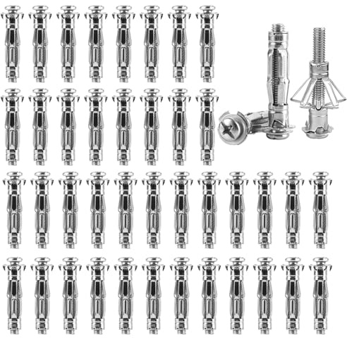 LDXDRU 40 Stück Hohlraumdübel, Metall Hohlwanddübel M8x52mm Expansion Nuts Hohlraumdübel Spreizdübel Perfekt mit Hohlwänden,Gipskarton, Holzspan, Sperrholzplatten, Montage Set Hohlraumbefestigung