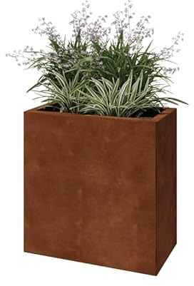 MySteel | Jardinière en Acier Corten - Rectangle - 60x30x60cm - Couleur Rouille - avec Fond
