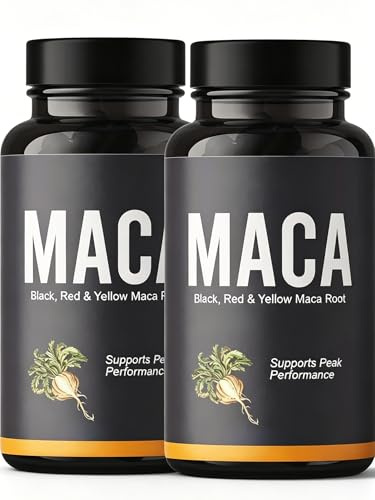 (2 flaskor) Maca rotpulverkomplex för dagligt energi-, vitalitetsstöd och fysiskt välbefinnande