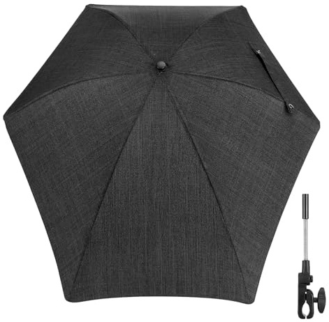 Sombrilla Universal Carrito de Bebé, Protección UV 50+, con Soporte para Tubos Redondos y Ovalados para Sombrilla Cochecito y Silla de Paseo Bebé,Doble Orificio de Sujeción,78cm Diámetro